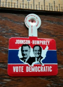 VINTAGE political 1964 Johnson Humphrey PRESIDENTIAL campaign metal pin button - Picture 1 of 3