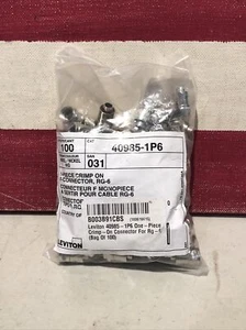 100pcs Leviton 40985-1P6 5LR16 One-Piece Crimp-On Connector For Rg-6 *ma13 - Picture 1 of 2