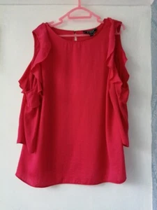 Ladies Lipsy Cold Shoulder Fuschia Pink Blouse size 14 - Picture 1 of 6