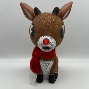 Rudolph The Red Nose Reindeer Light Up Melted Popcorn Figure Christmas Retro - Picture 1 of 14