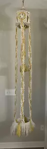 Vtg Handmade Macramé Double Pot Plant Hanger Boho 70s Synthetic Rope 6+ Ft Tall - Picture 1 of 15