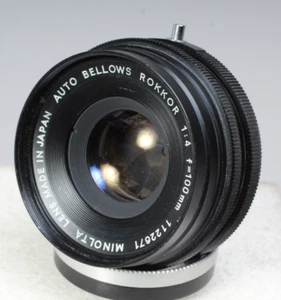 MINOLTA AUTO BELLOWS ROKKOR 100MM F/4 LENS FOR USE WITH MACRO BELLOWS - Picture 1 of 4