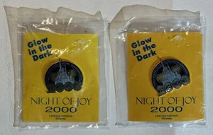2 Walt Disney World Night of Joy 2000 Pins Glow in The Dark Limited Edition - Picture 1 of 5