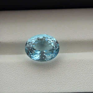 5,46 Kt 12,2x10,2x7,6 mm schöner Kronleuchter naturblau Aquamarin oval geschnittene Augen sauber - Bild 1 von 10
