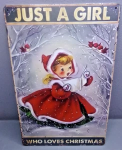 REPRODUCCIÓN METAL DECORACIÓN HOGAR SIGNO NAVIDAD SOLO UNA CHICA QUE AMA NAVIDAD - Imagen 1 de 2