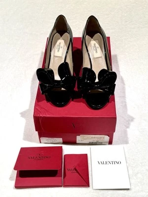VALENTINO GARAVANI Bow Pumps Shoes Size US 5 EU 35 Womens Black Kitten Heels - Image 1 of 4