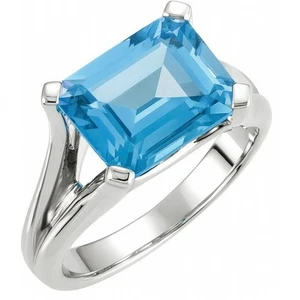 IGI Cert 5.02ct Emerald Cut Lab Grown FANCY VIVID BLUE Solitaire Diamond Ring - Picture 1 of 4