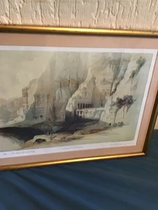 a vintage gilt framed lithograph by arist david roberts signed titel petra - Picture 1 of 6
