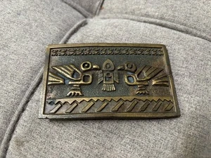 Southwest Metal Belt Buckle 3.5 x 2.2” Thunderbird Birds Native American A1 - Picture 1 of 4