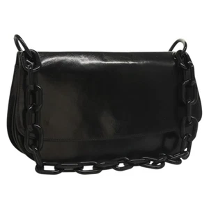 PRADA Chain Shoulder Bag Leather Black Auth 132369 - Picture 1 of 24
