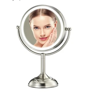 Professional 8.5" Large Lighted Makeup Mirror with Artistic Satin Nickel - Picture 1 of 7