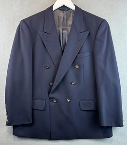 Vintage Burberrys Blazer 44R Navy Double Breasted Gold Buttons Knight Wool USA - Picture 1 of 19