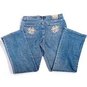 Richcow Womens Bling Pocket Stretch Straight Leg Jeans 18 High-Rise Embellished - Picture 1 of 12