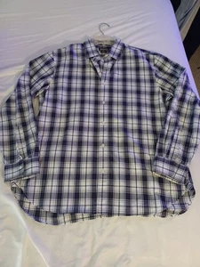 Michael Kors mens large blue plaid button up long sleeve shirt - Picture 1 of 5