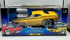 1:18 1970 Plymouth Hemi Cuda -- Yellow w/Black Stripe -- Muscle Machines - Picture 1 of 2