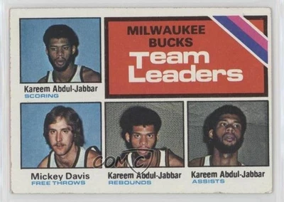 1975-76 Topps Team Leaders Kareem Abdul-Jabbar Mickey Davis #126 HOF - Image 1 of 2