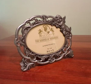 Frame Photo Picture Silver Metal Pewter Cherub Angel Art Nouveau Cottage Core - Picture 1 of 6
