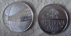 Lituania 2011 Litauen Lietuva 1 Litas sport coin UNC Campeonato de baloncesto - Imagen 1 de 1