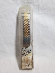Timex 16-22 mm Two Tone Watch Band Stainless Steel Expansion Band UltraFlex NOS