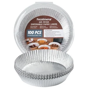Air Fryer Liners Disposable 100 Pcs Round Aluminum Foil Papers Safe Food Contact - Picture 1 of 7