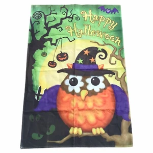 Bandera de Jardín Feliz Halloween Impermeable Búho Brujas Sombrero Murciélago Calabaza Espeluznante Púrpura - Imagen 1 de 3