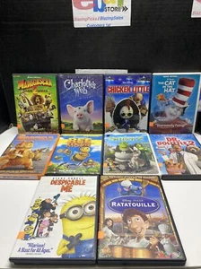Lot 10 Used ASSORTED DVD Movies Shrek Cat In The Hat Charlottes Web Bee Movie - Picture 1 of 2