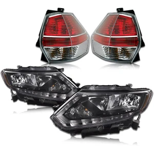 Headlight & Tail Light Set Halogen Pair Fits 2014-2016 Nissan Rogue LED DRL - Picture 1 of 5
