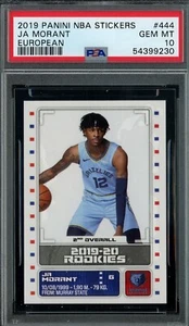 2019 Panini NBA European Stickers #444 Ja Morant RC Rookie Card PSA 10 GEM MINT - Picture 1 of 1