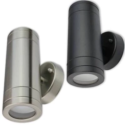 Wandleuchte Außen-Leuchte schwarz silber Außenlampe IP44 Aluminium 2x GU10 - Bild 1 von 2