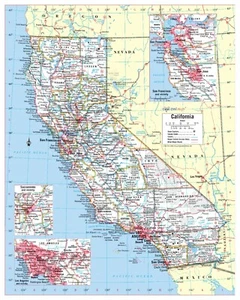 California State Wall Map Large Print Poster - Rolled Paper 24"x30" - Picture 1 of 1