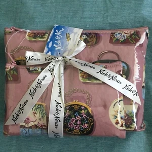 Nick And Nora Accessories Tapestry Handbags Set Of 2 Cosmetic Make Up Bags RARE - Picture 1 of 9