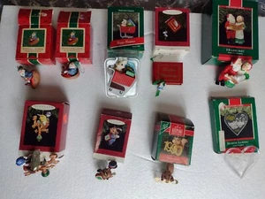 Vintage Hallmark Christmas Ornaments 9 Items Lot Santa Mice Squirrel Geese - Picture 1 of 9