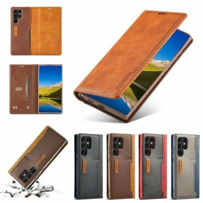 Flip Magnetic Leather Wallet For Samsung S21 S22 S20 S10 A52 A72 A12 Note 20 - Image 1 of 4