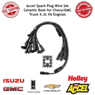 Juego de cables de bujía Accel bota de cerámica para camiones Chevy/GMC motores V6 de 4,3 L Foto 1 de 4