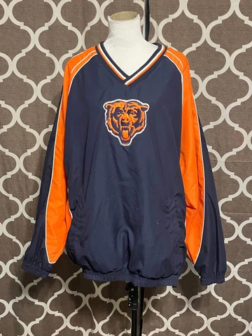NFL Chicago Bears Football Pullover V-Neck Windbreaker Jacket Mens Size 3XL Cover