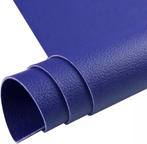 Blue Faux Leather Fabric Roll, Double Sided 7.9"X26.5" - Picture 1 of 5