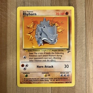 RHYHORN 90/130 Common Base Set 2 WOTC 2000 Pokemon - LP - Picture 1 of 2