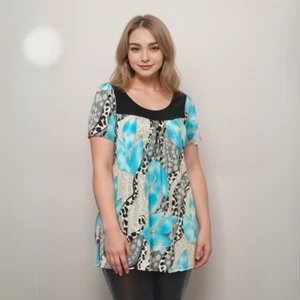 ROCKTHOSECURVES WOMENS SMOCK TOP SHORT SLEEVE WITH LARGE LEAF PRINT PLUS SIZE - Imagen 1 de 24