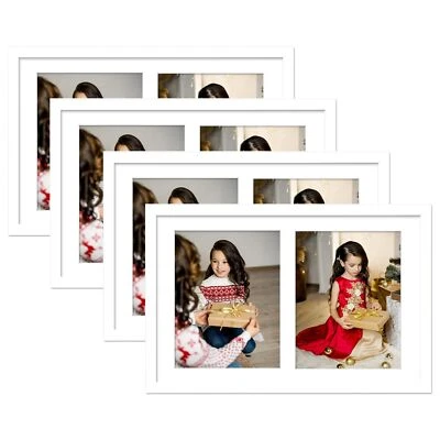 8x10 Diploma Frame 4x6 Picture Solid Wood Black Gold Double Mat 2 Pack - Image 1 of 4