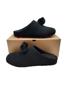 Fitflop Gr. 8 US Damen Chrissie Bommel Hausschuhe Clogs komplett schwarz NEU - Bild 1 von 13