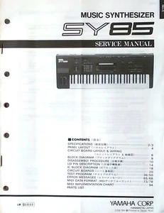 Yamaha SY85 Synthesizer Workstation Keyboard Original Service Manual, Schematics - Picture 1 of 1