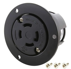 AC WORKS® NEMA L14-30R Locking Outlet – 30A 125/250V Heavy-Duty Flange Device - Picture 1 of 6