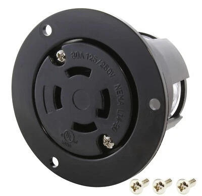 AC WORKS® NEMA L14-30R Locking Outlet – 30A 125/250V Heavy-Duty Flange Device - Image 1 of 4