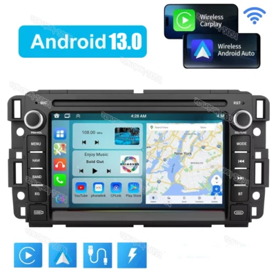 Radio de coche 7 pulgadas Carplay para GMC Sierra Yukon Chevrolet Chevy Android13 4+64 GB WIFI Foto 1 de 4