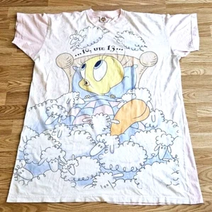 Camisa para dormir vintage Y2K 1999 Looney Tunes para mujer piolín pájaro contar ovejas sistema operativo - Imagen 1 de 7