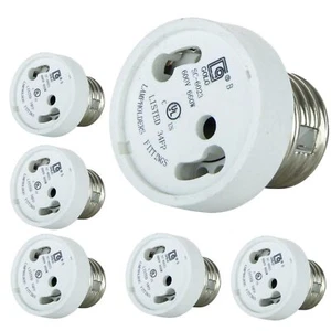 6Pack E134 E26 to GU24 Adapter, Durable Ceramic, Use with CFL and LED, White - Picture 1 of 2