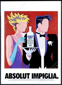 Absolut Impiglia Giancarlo Impiglia 1993 botella de vodka arte anuncio impreso vintage - Imagen 1 de 1