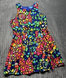 Nanette Lepore Kleid XL L’Amore Bunt Trippy Mini Wearable Art Plissee - Bild 1 von 12