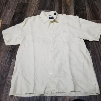 Indigo Palms 100% Linen Long Sleeve Button Up Shirt Men’s Size Large Light Green - Image 1 of 4