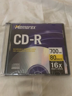 Memorex 700MB 80 Min Up To 1x Speed Data CD-R Media Music SINGLE DISC New Sealed - Image 1 of 2